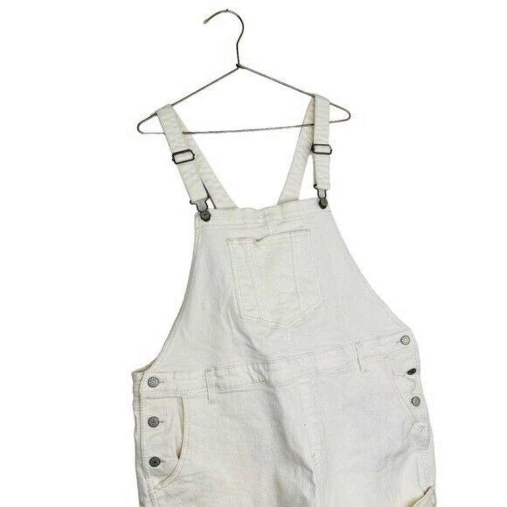 Old Navy Women's Size XL White Denim Shorts Shortall Overalls - Picture 3 of 9